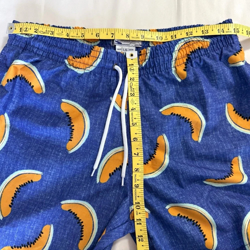Trunks Surf & Swim Men's Blue Papaya Print Swim Trunks Size L Board‎ Shorts